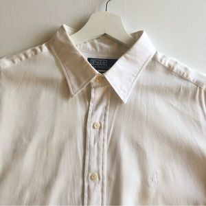 Polo By Ralph Lauren Men’s Andrew White Cotton polo dress Shirt neck 17